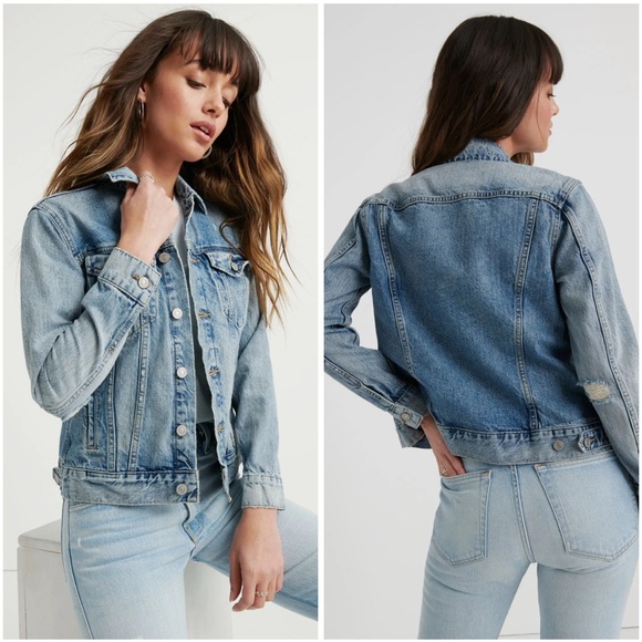 Lucky Brand Jackets & Blazers - Lucky Brand ‘Tomboy Denim Trucker’ Distressed Denim Jacket in ‘Cumberland River’